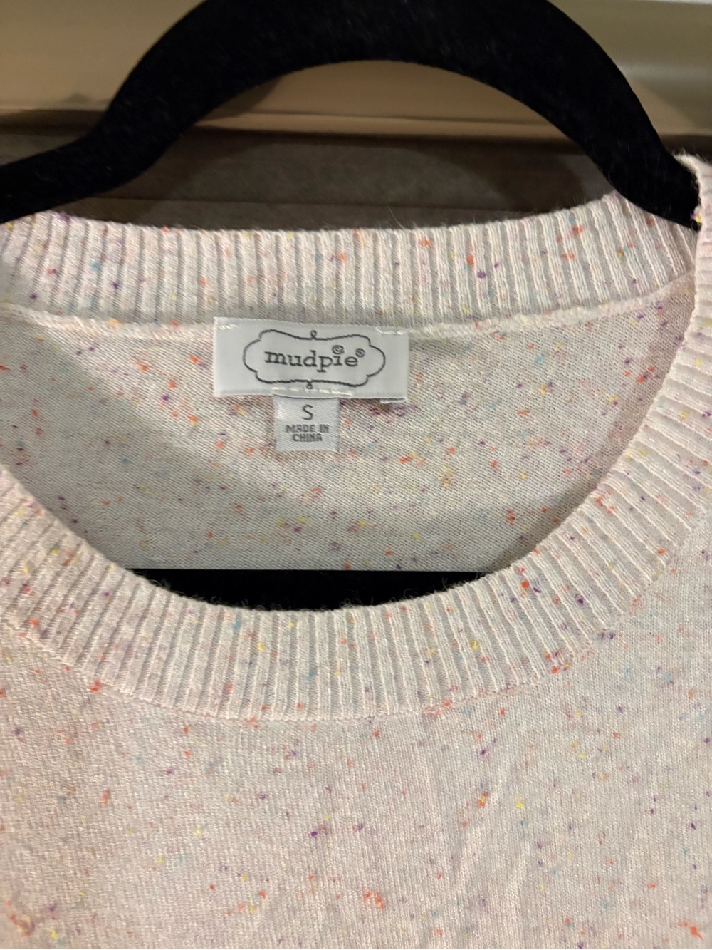 Mud Pie Cream Speckled Crewneck Pullover Sweater